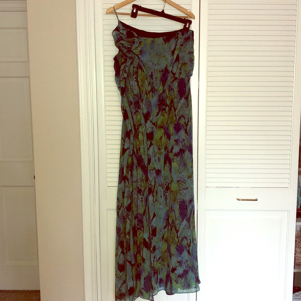 Multi color one shoulder gown